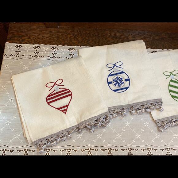 MMW Brand New Linen/Cotton Christmas Tea Towel Set - Picture 5 of 9